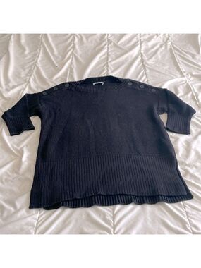 T Alexander Wang Black Knit Cotton Tunic Sweater Dress Small
